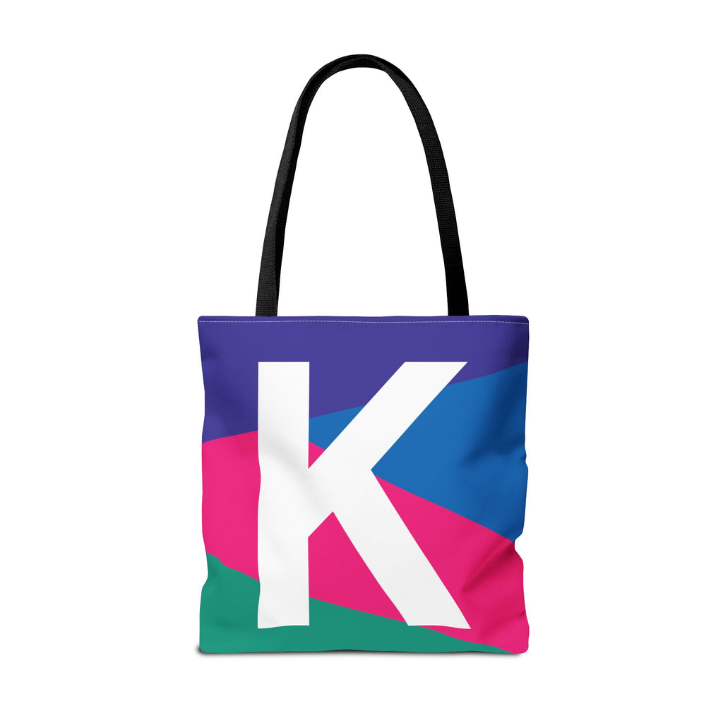 Monogram 'K' Colorblock Tote Bag — Personalized Initial K Shoulder Tote