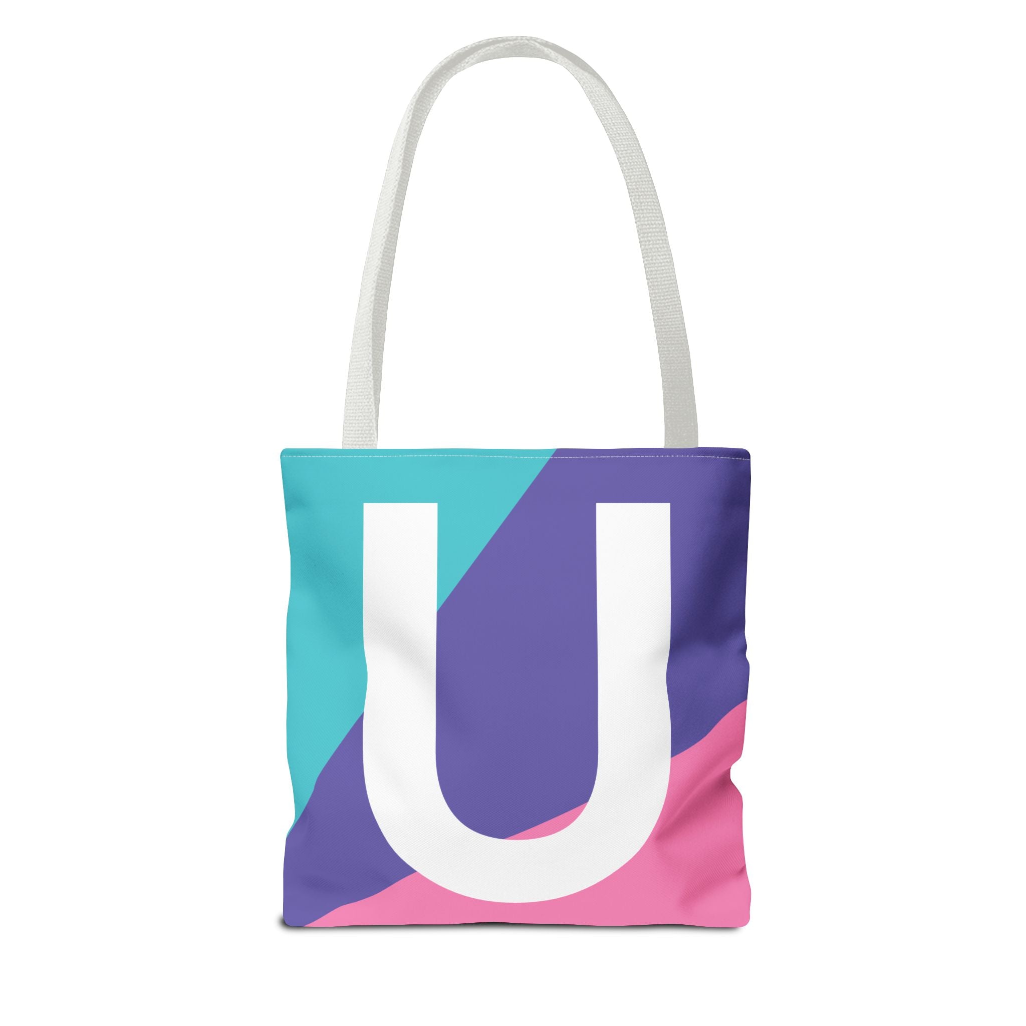 Monogram 'U' Colorblock Tote Bag — Personalized Initial U Shoulder Tote