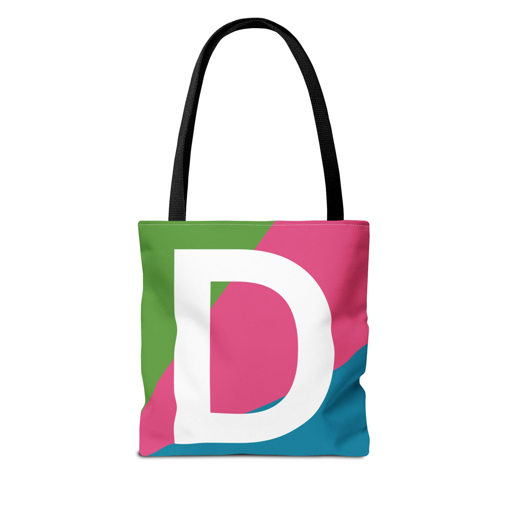 Monogram 'D' Colorblock Tote Bag — Personalized Initial D Shoulder Tote