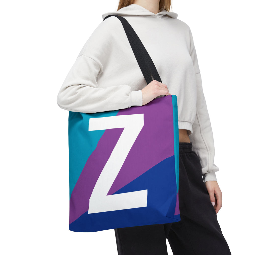 Monogram 'Z' Colorblock Tote Bag — Personalized Initial Z Shoulder Tote