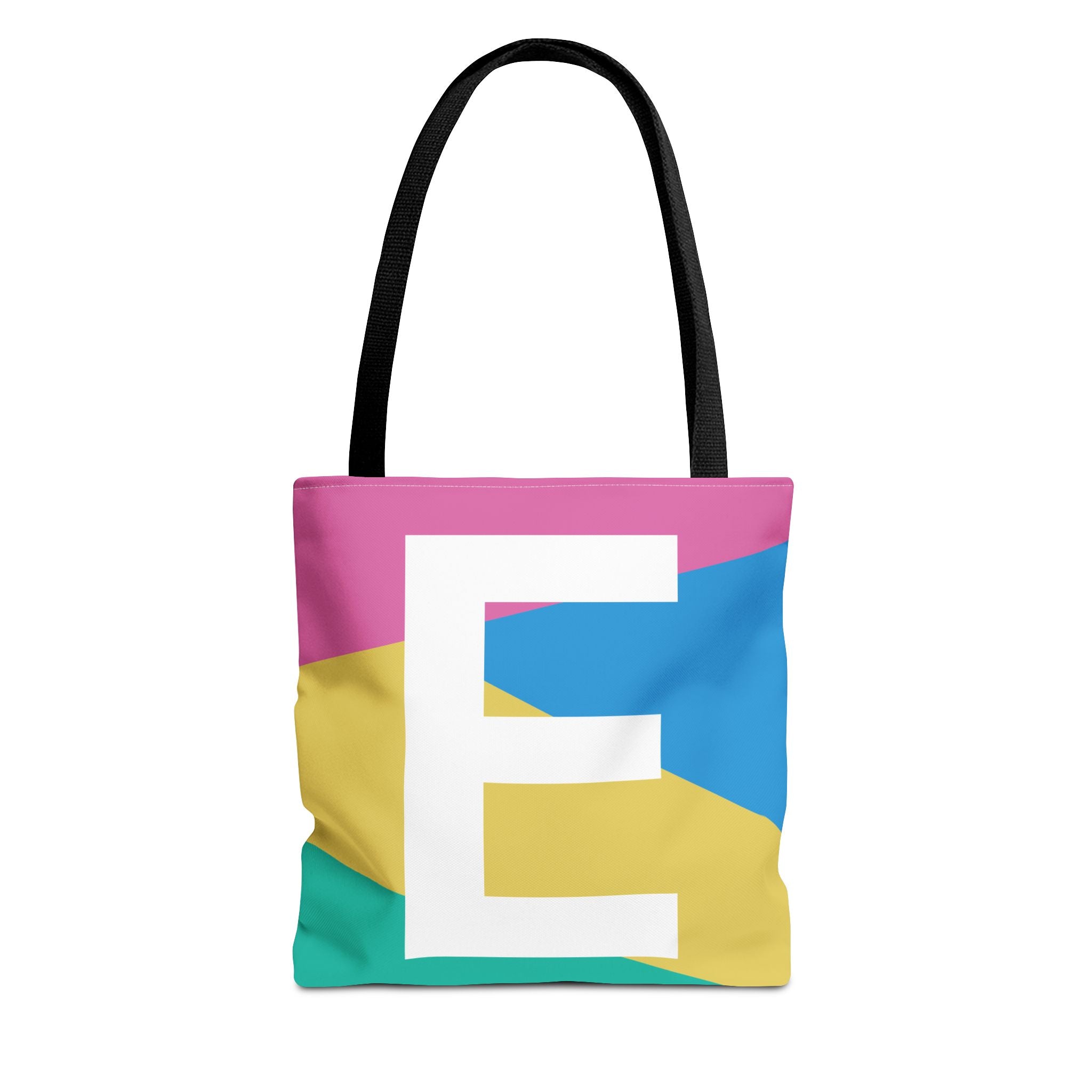 Monogram 'E' Colorblock Tote Bag — Personalized Initial E Shoulder Tote