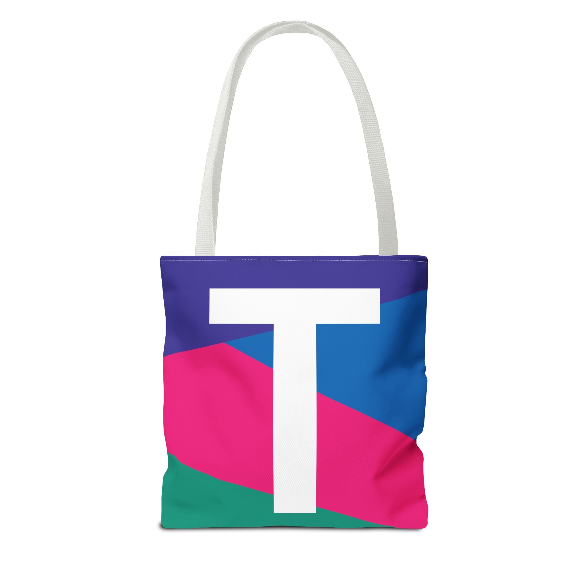 Monogram 'T' Colorblock Tote Bag — Personalized Initial T Shoulder Tote