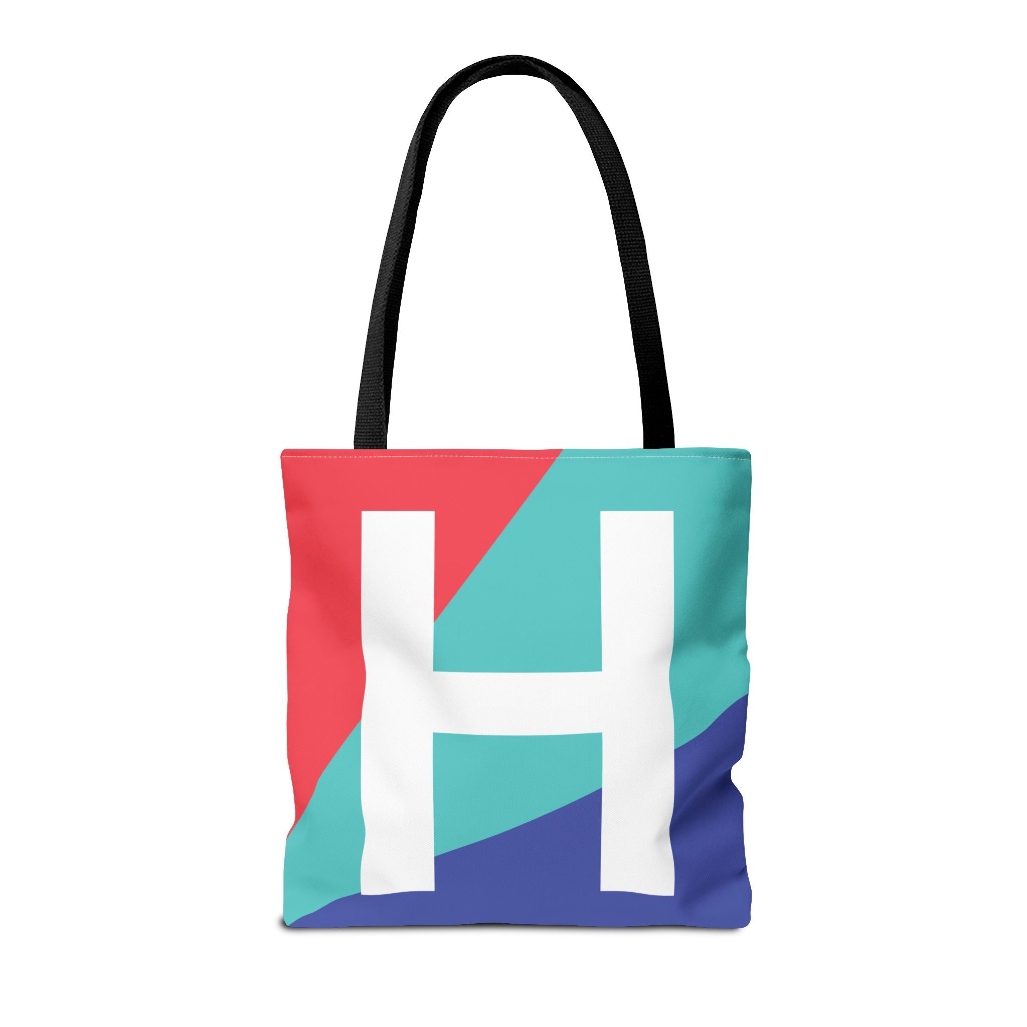 Monogram 'H' Colorblock Tote Bag — Personalized Initial H Shoulder Tote