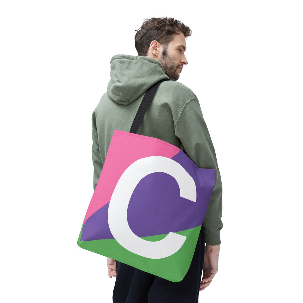 Monogram 'C' Colorblock Tote Bag — Personalized Initial C Shoulder Tote