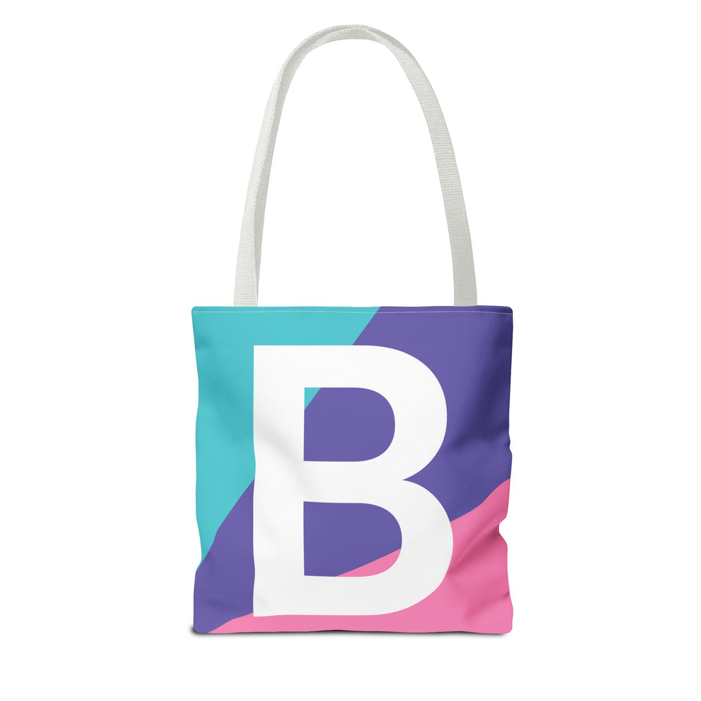 Monogram 'B' Colorblock Tote Bag — Personalized Initial B Shoulder Tote