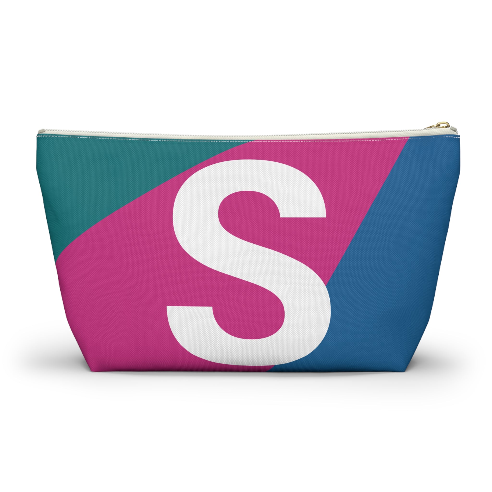 Initials Colorblock Accessory Pouch — Monogram S T-Bottom Cosmetic Bag