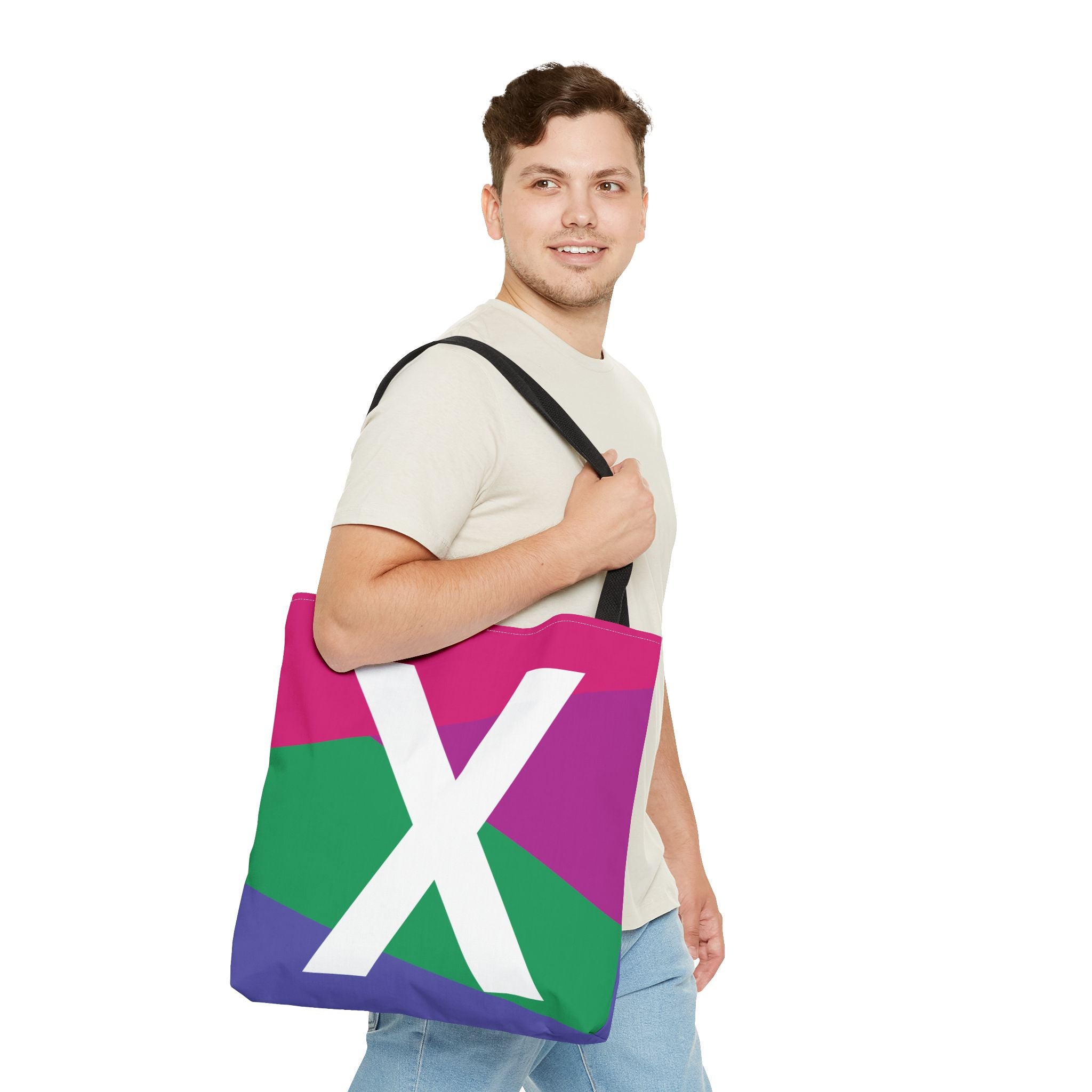 Monogram 'X' Colorblock Tote Bag — Personalized Initial X Shoulder Tote