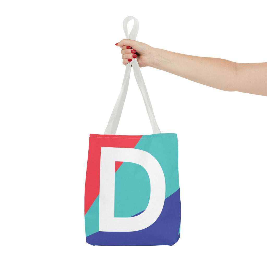 Monogram 'D' Colorblock Tote Bag — Personalized Initial D Shoulder Tote