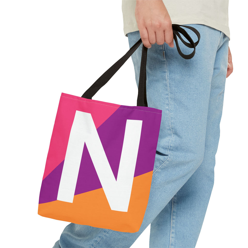 Monogram 'N' Colorblock Tote Bag — Personalized Initial N Shoulder Tote