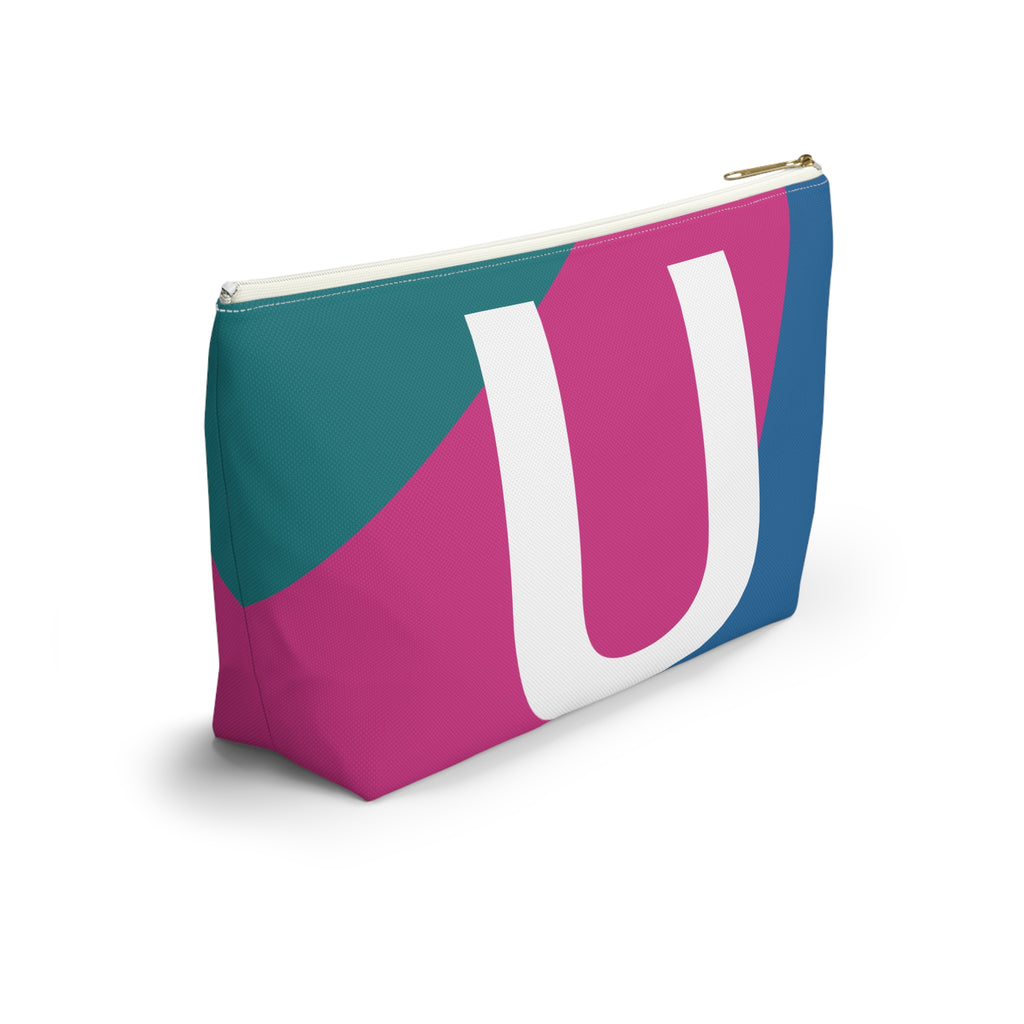 Initials Colorblock Accessory Pouch — Monogram U T-Bottom Cosmetic Bag
