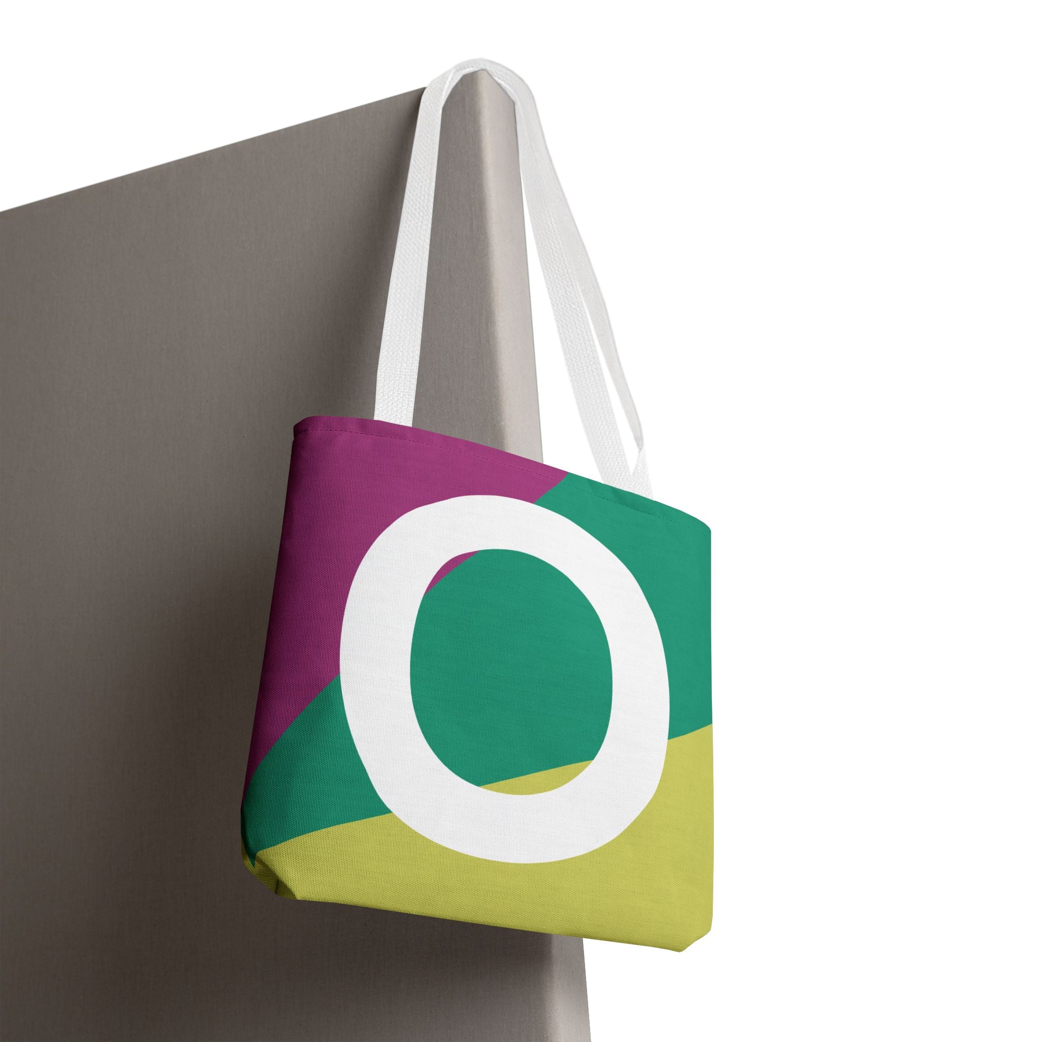 Monogram 'O' Colorblock Tote Bag — Personalized Initial O Shoulder Tote