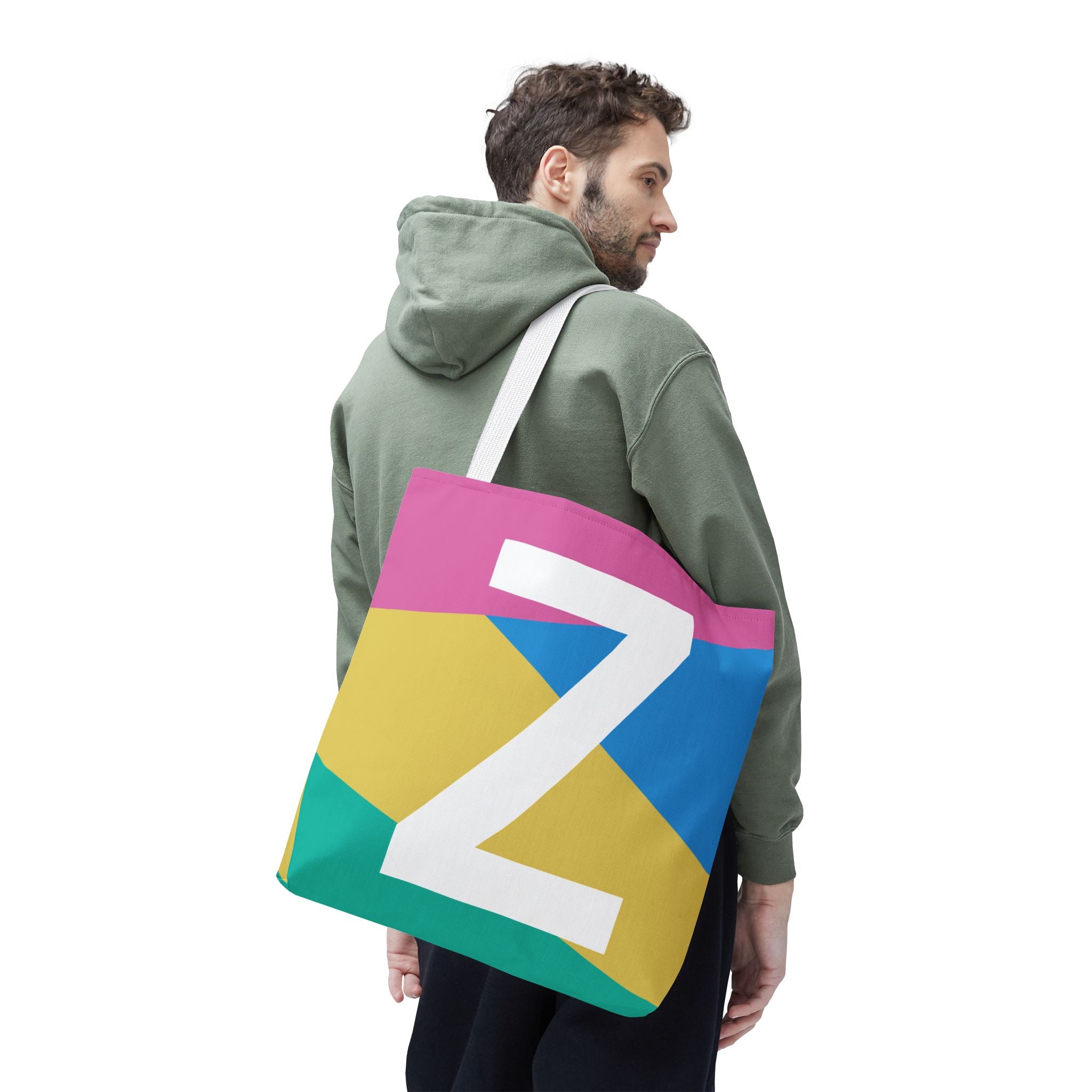 Monogram 'Z' Colorblock Tote Bag — Personalized Initial Z Shoulder Tote