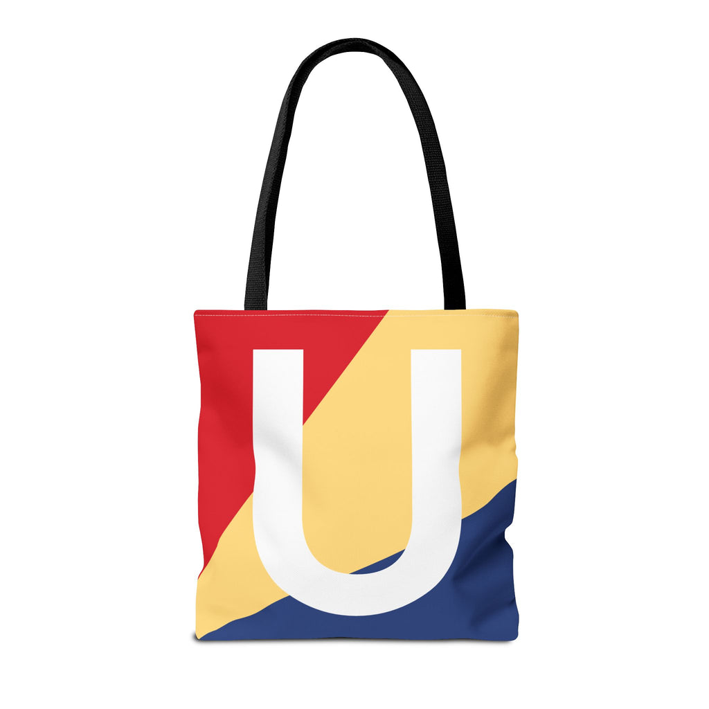 Monogram 'U' Colorblock Tote Bag — Personalized Initial U Shoulder Tote