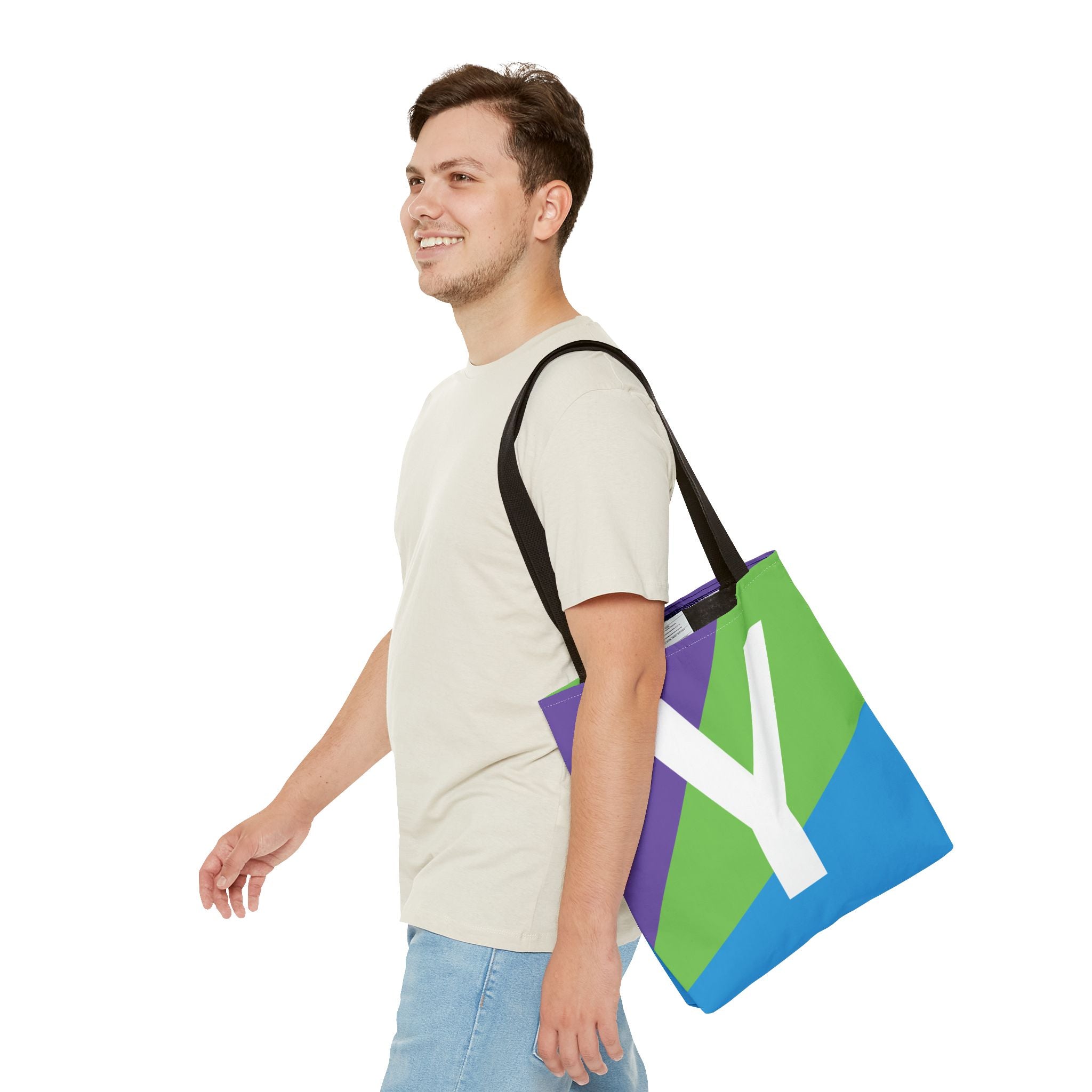 Monogram 'Y' Colorblock Tote Bag — Personalized Initial Y Shoulder Tote