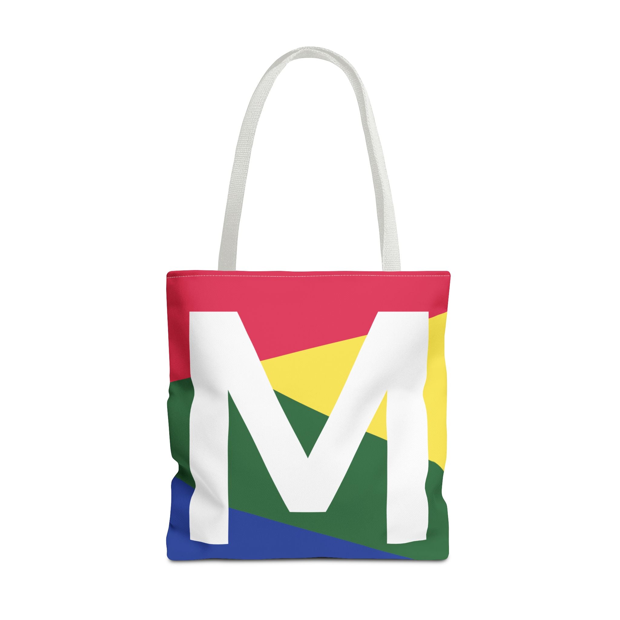 Monogram 'M' Colorblock Tote Bag — Personalized Initial M Shoulder Tote