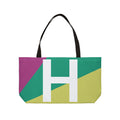 Personalized 'H' Colorblock Tote Bag — Monogram Weekender Tote