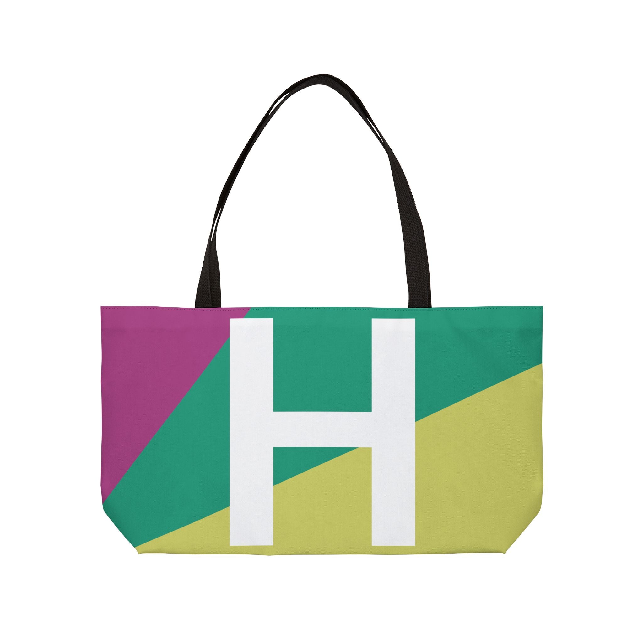 Personalized 'H' Colorblock Tote Bag — Monogram Weekender Tote