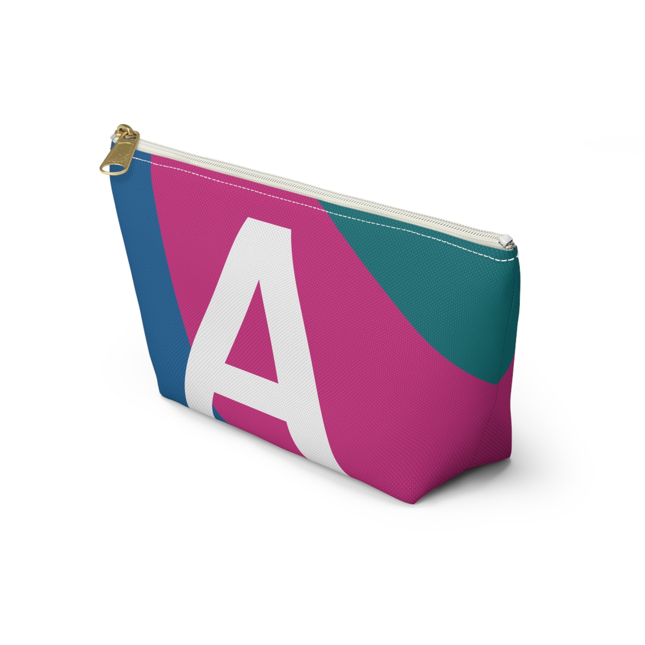 Initials Colorblock Accessory Pouch — Monogram A T-Bottom Cosmetic Bag