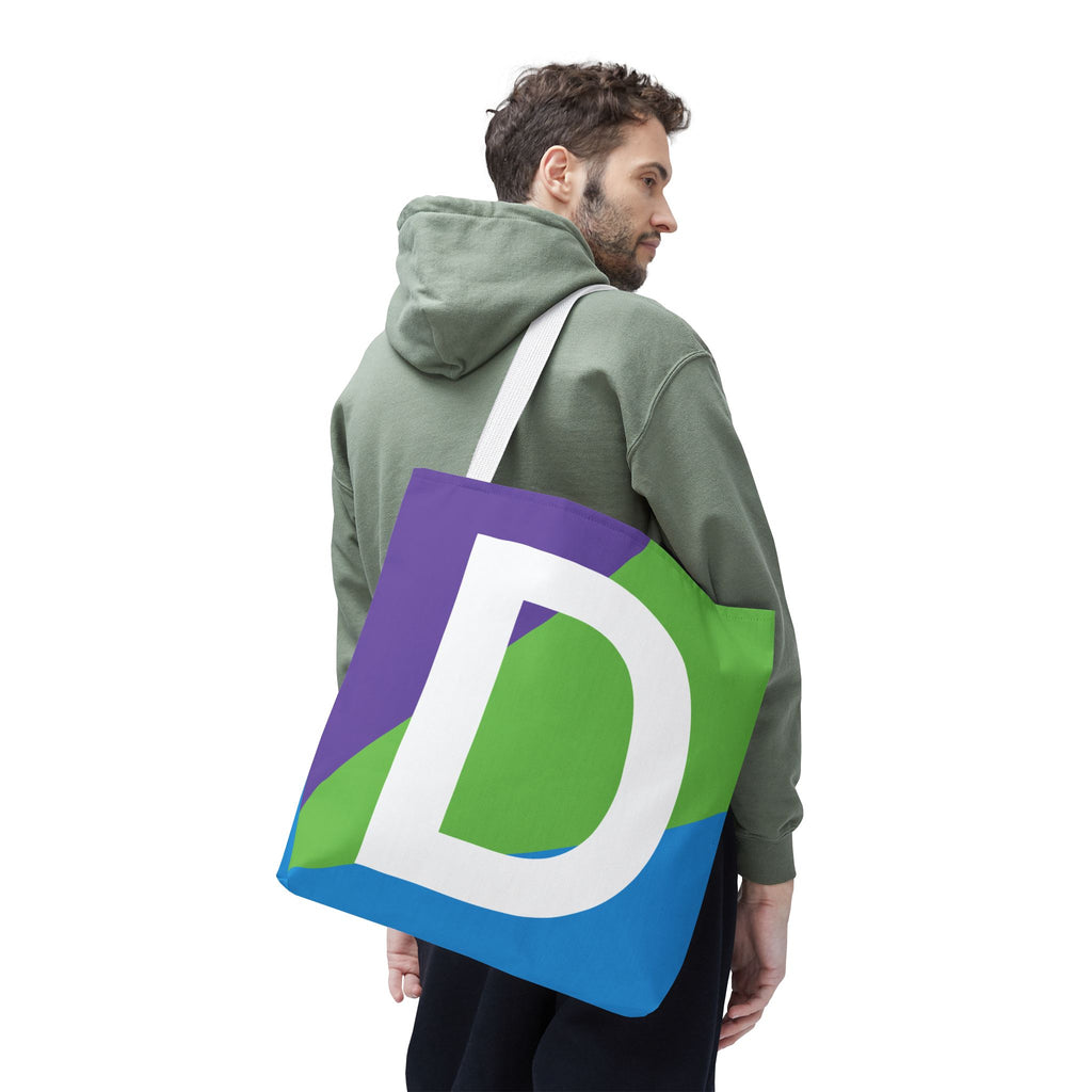 Monogram 'D' Colorblock Tote Bag — Personalized Initial D Shoulder Tote