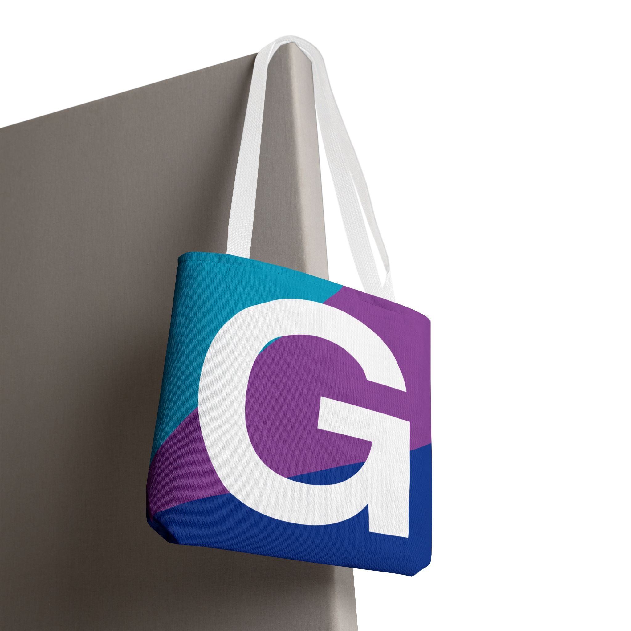 Monogram 'G' Colorblock Tote Bag — Personalized Initial G Shoulder Tote