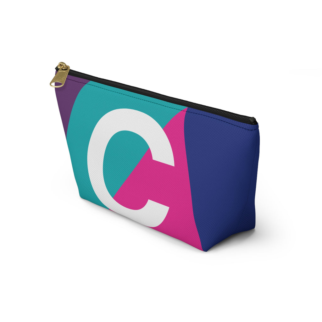 Initials Colorblock Accessory Pouch — Monogram C T-Bottom Cosmetic Bag