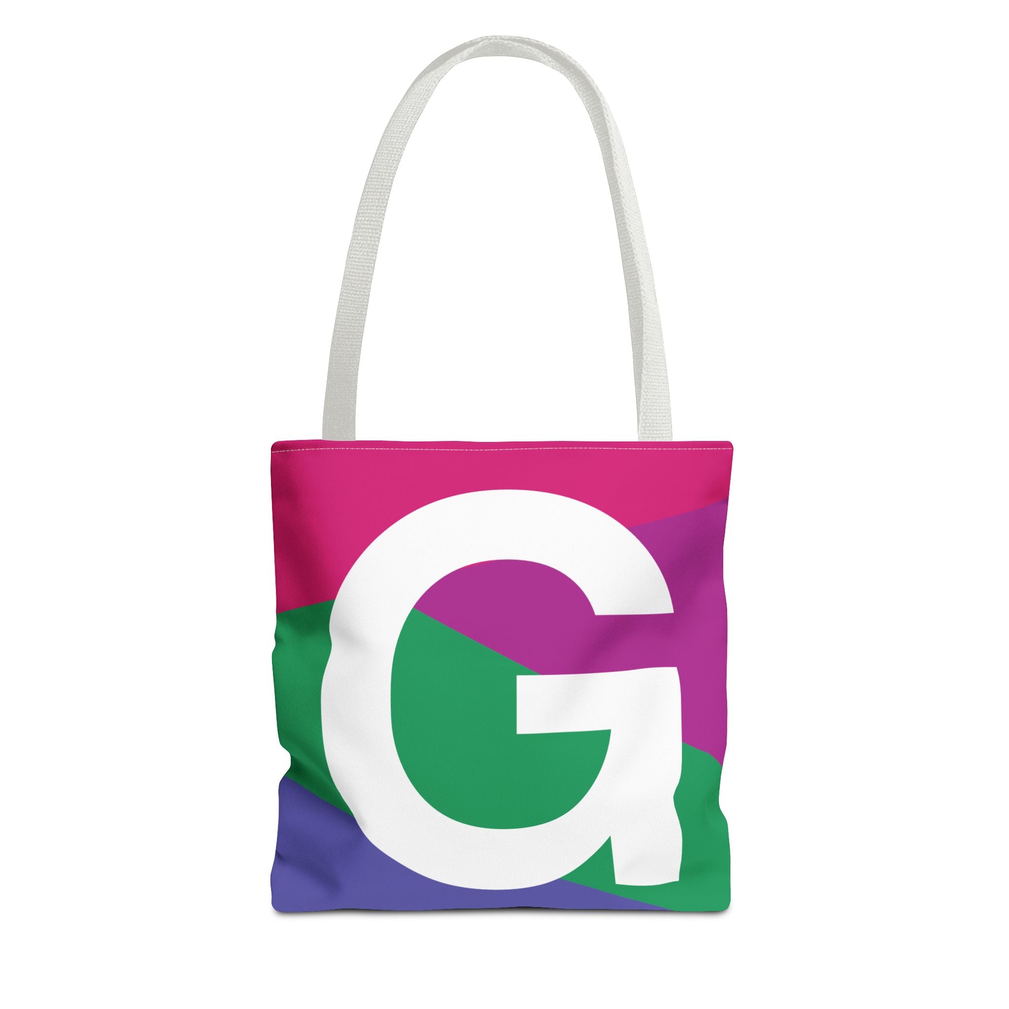 Monogram 'G' Colorblock Tote Bag — Personalized Initial G Shoulder Tote