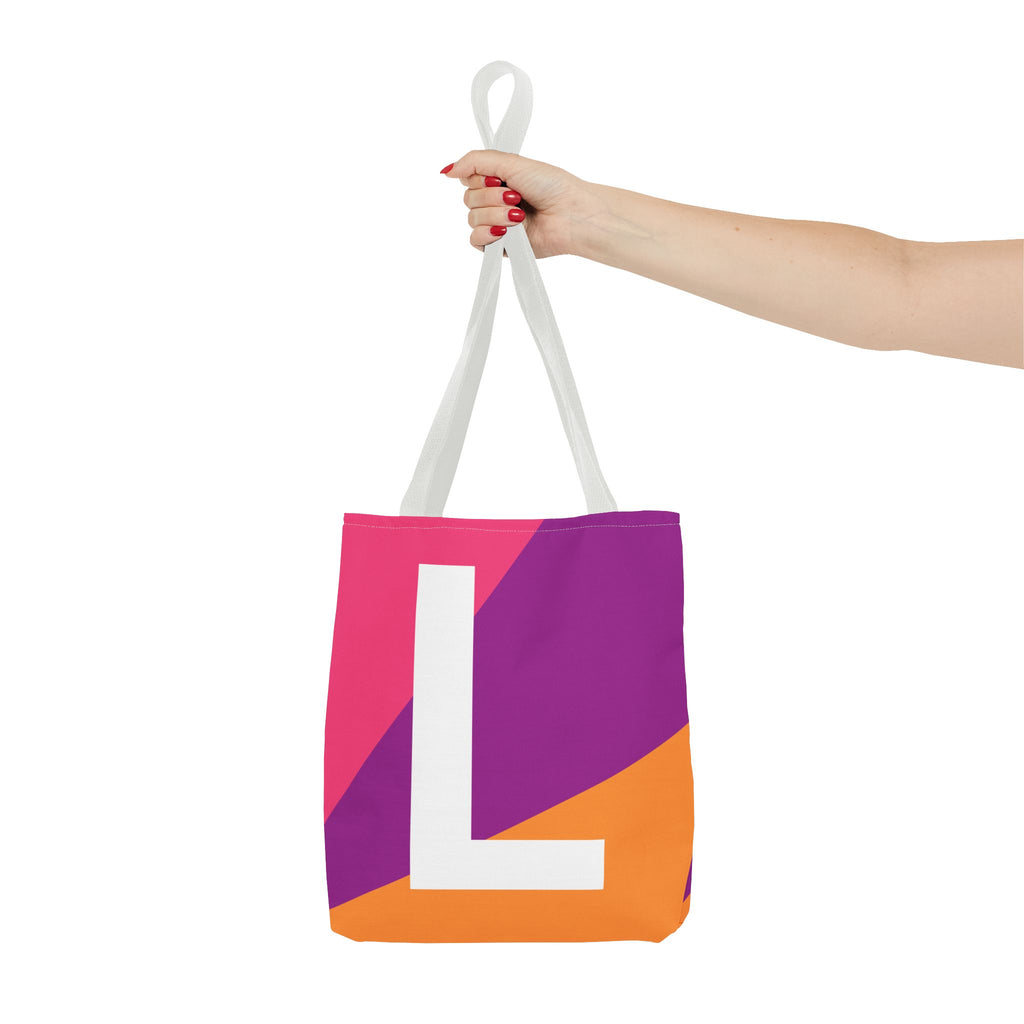 Monogram 'L' Colorblock Tote Bag — Personalized Initial L Shoulder Tote