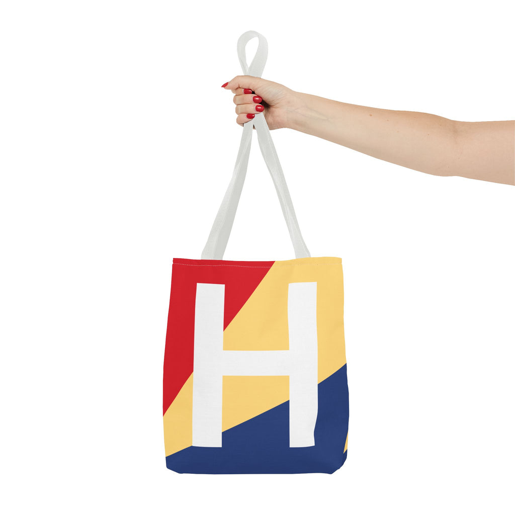 Monogram 'H' Colorblock Tote Bag — Personalized Initial H Shoulder Tote