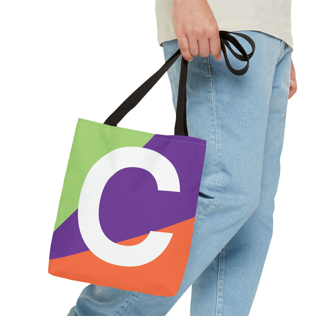 Monogram 'C' Colorblock Tote Bag — Personalized Initial C Shoulder Tote