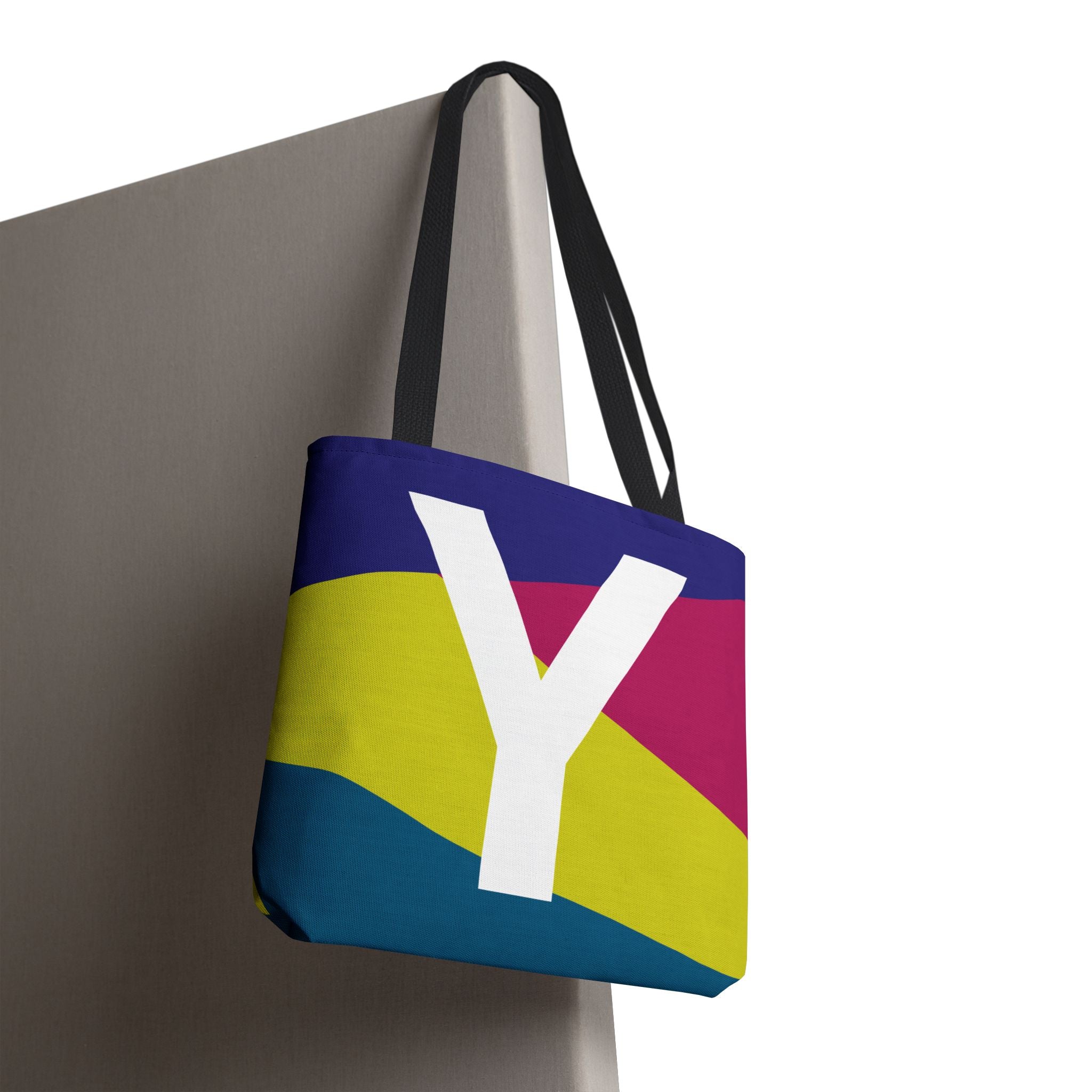 Monogram 'Y' Colorblock Tote Bag — Personalized Initial Y Shoulder Tote