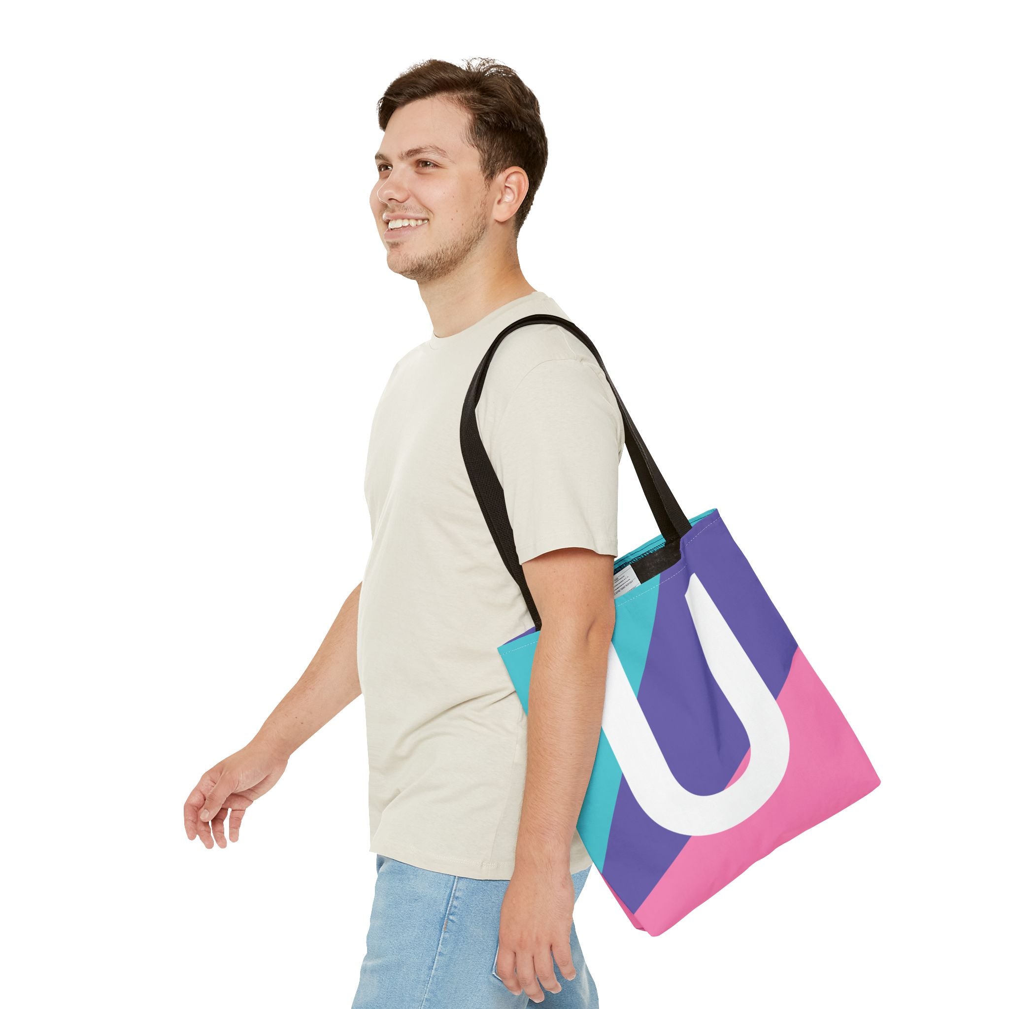 Monogram 'U' Colorblock Tote Bag — Personalized Initial U Shoulder Tote