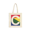 Initial C Colorblock Canvas Tote Bag — Monogram Letter C Reusable Grocery Tote