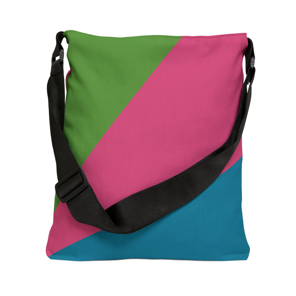 Colorblock Geometric Tote Bag — Adjustable Strap, Bright Abstract Pattern