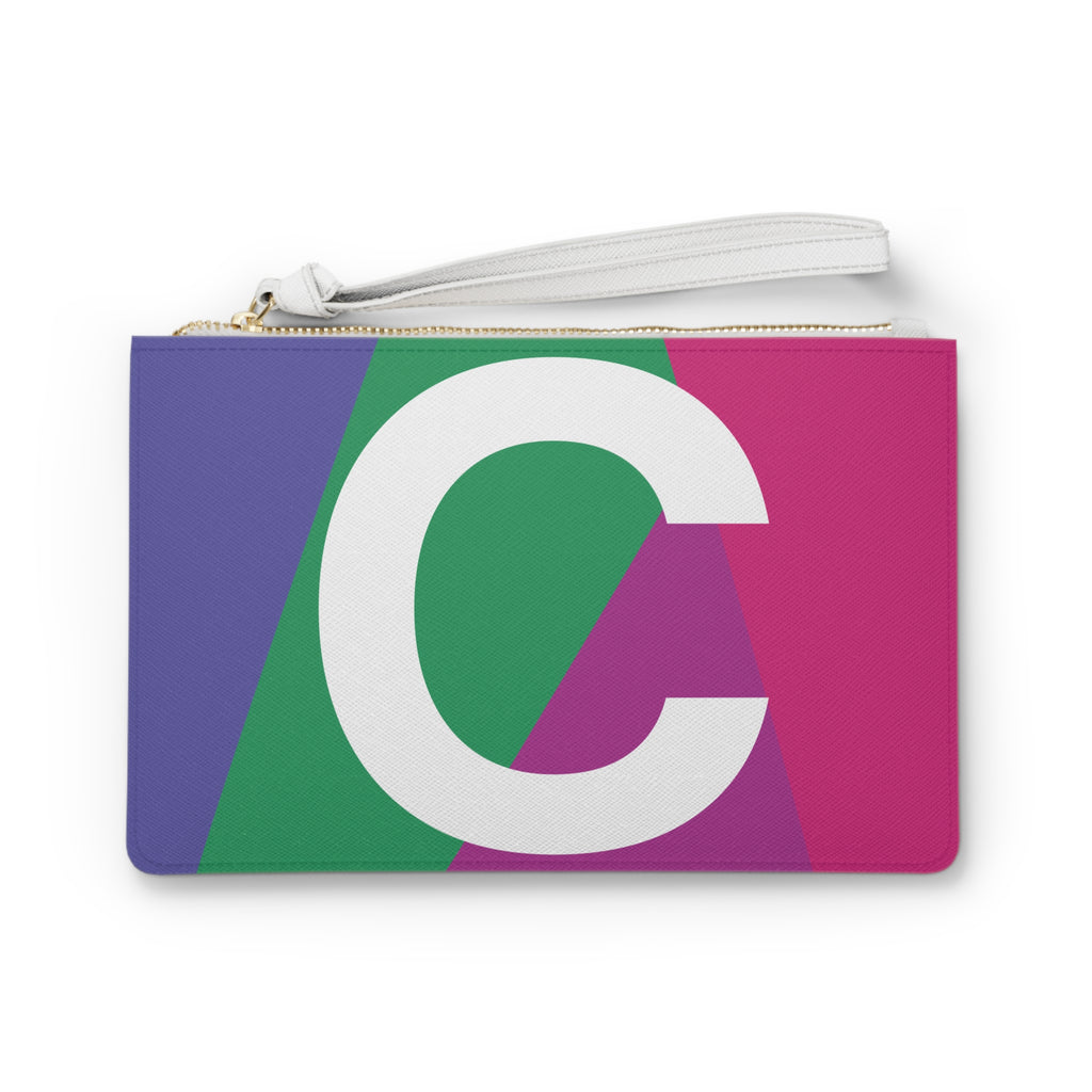 Monogram 'C' Colorblock Clutch Bag — Bold Geometric Wristlet for Everyday & Gifts