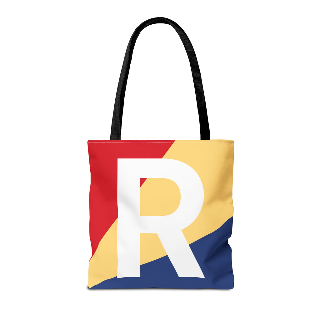Monogram 'R' Colorblock Tote Bag — Personalized Initial R Shoulder Tote