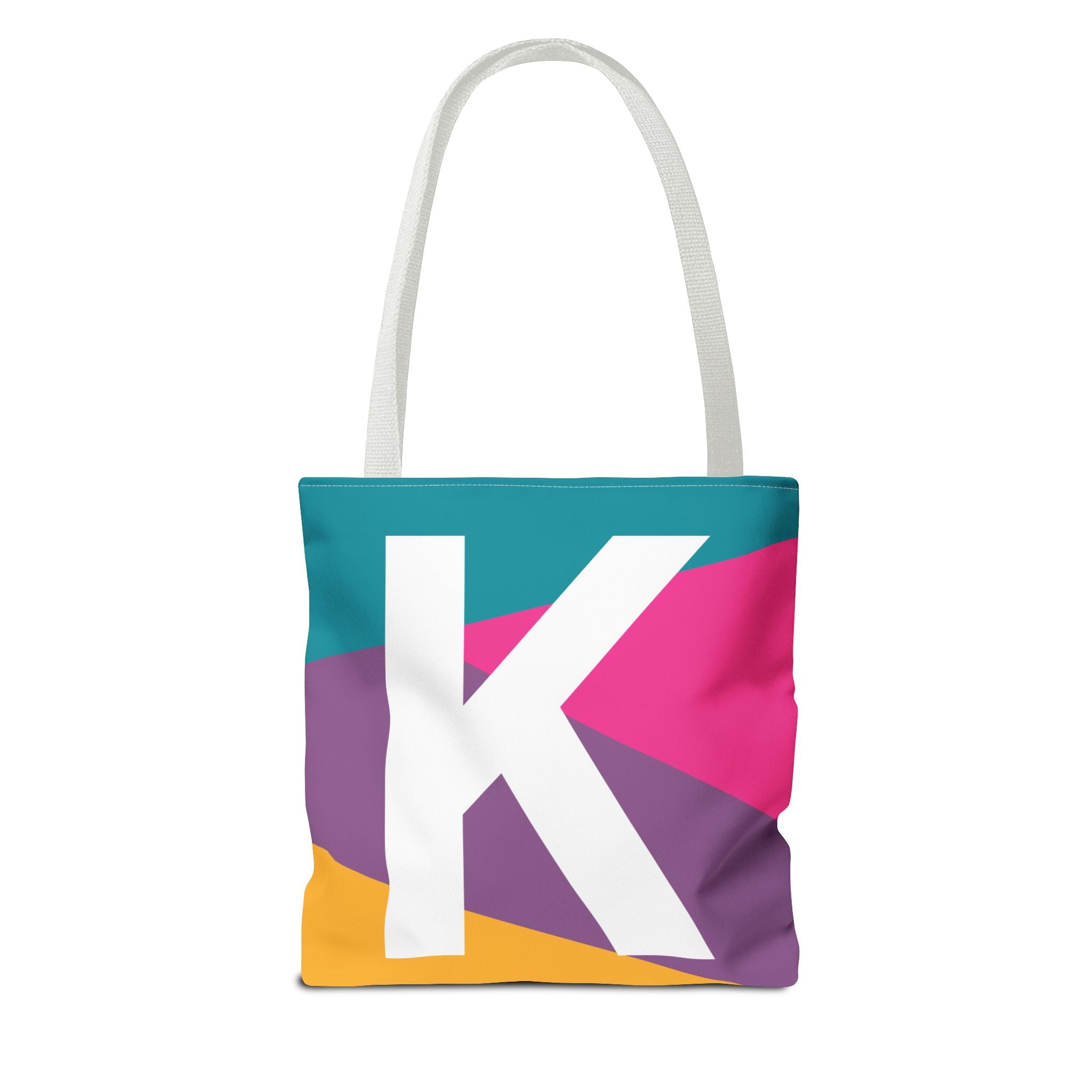 Monogram 'K' Colorblock Tote Bag — Personalized Initial K Shoulder Tote
