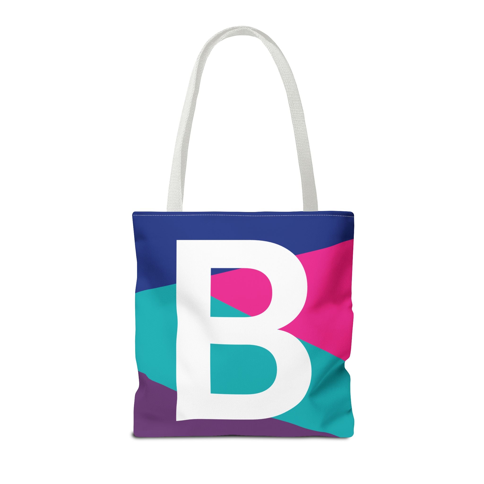 Monogram 'B' Colorblock Tote Bag — Personalized Initial B Shoulder Tote