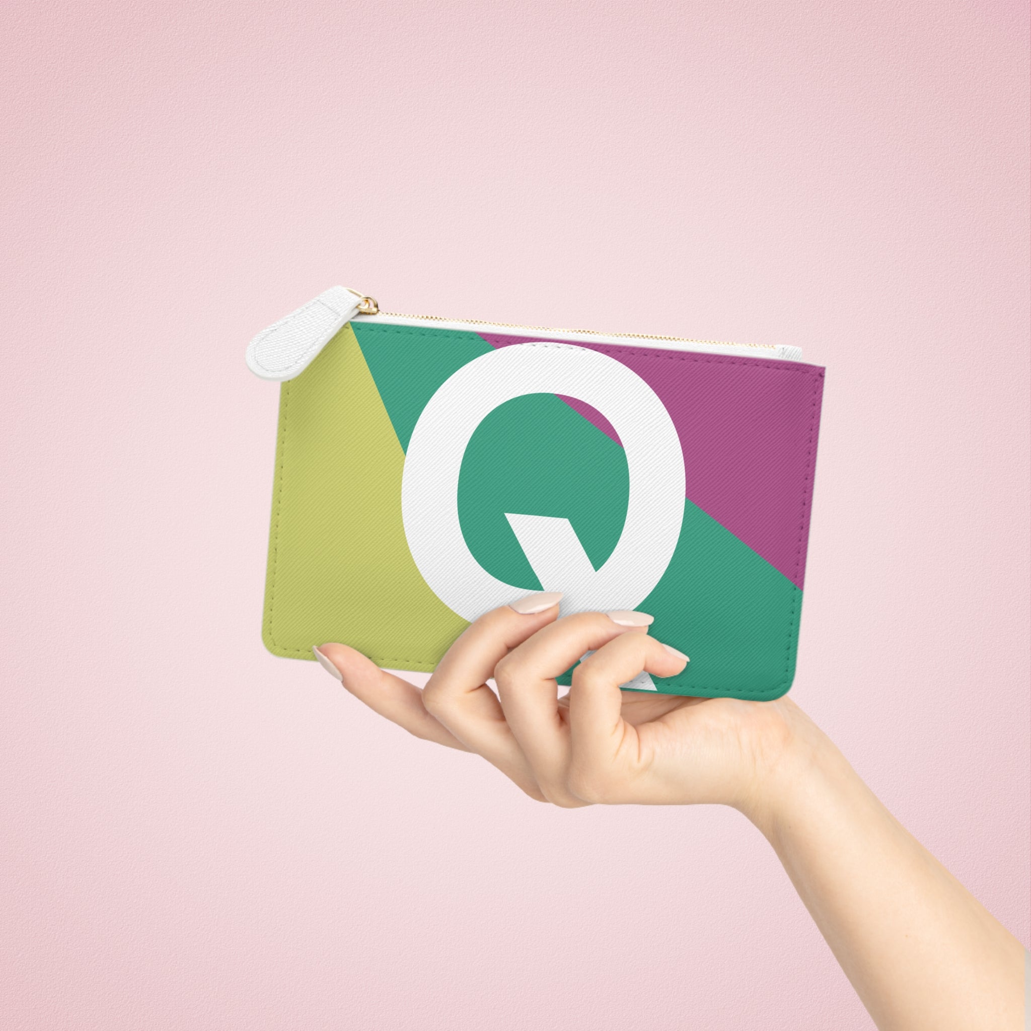 Initial Q Mini Clutch — Colorblock Monogram Wristlet Wallet