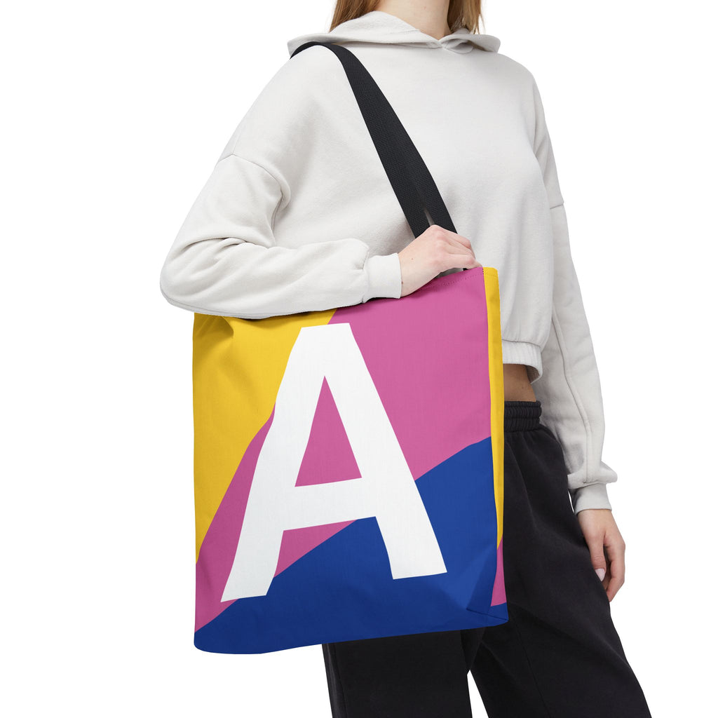 Monogram 'A' Colorblock Tote Bag — Personalized Initial A Shoulder Tote
