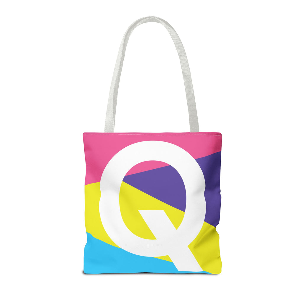 Monogram 'Q' Colorblock Tote Bag — Personalized Initial Q Shoulder Tote