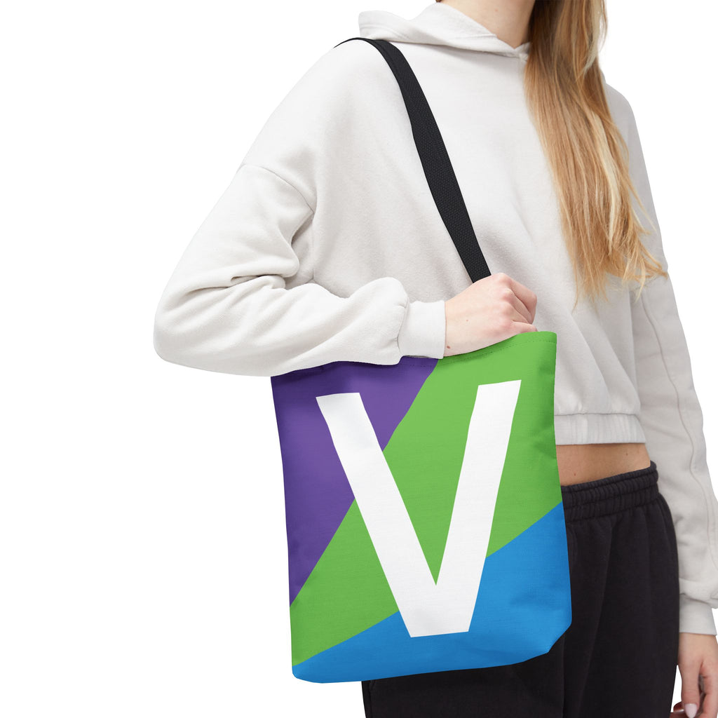 Monogram 'V' Colorblock Tote Bag — Personalized Initial V Shoulder Tote