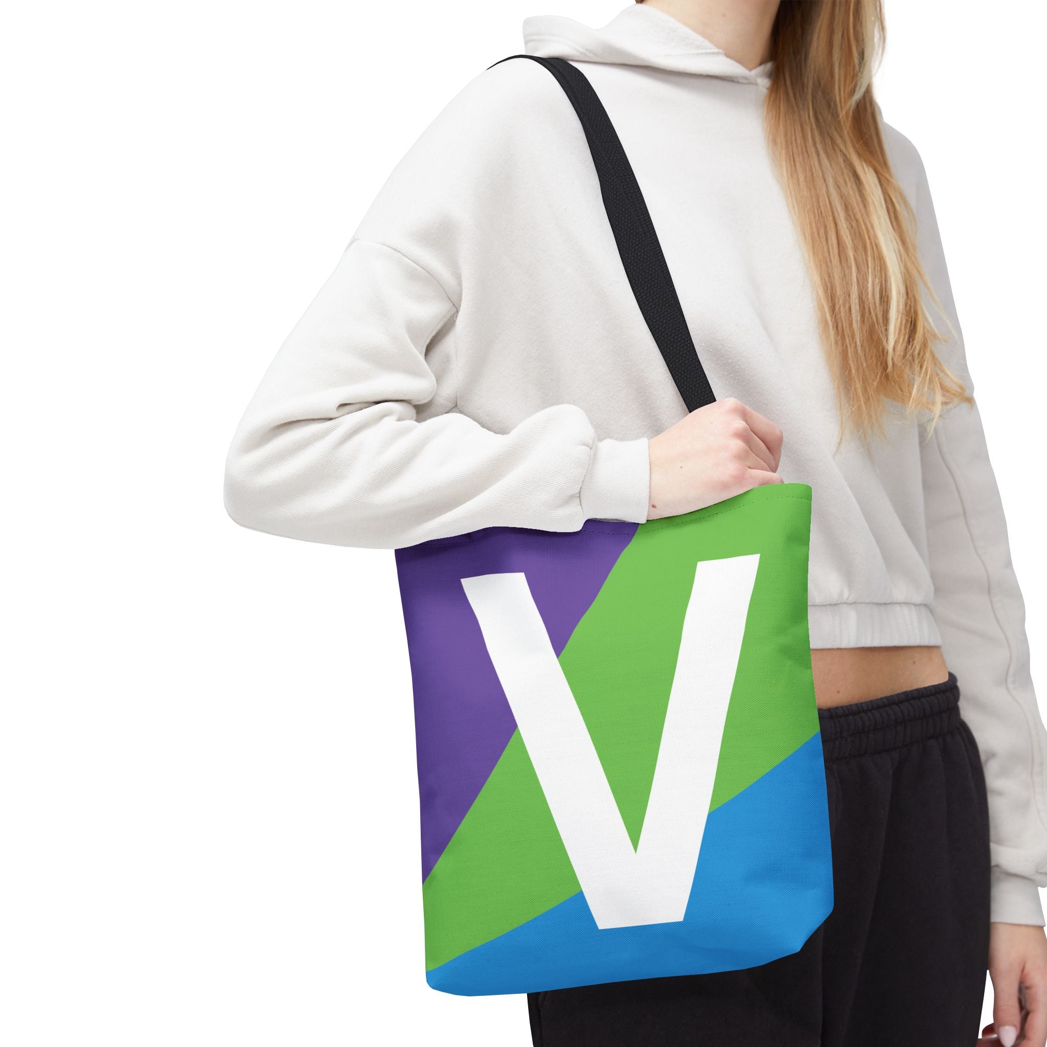 Monogram 'V' Colorblock Tote Bag — Personalized Initial V Shoulder Tote