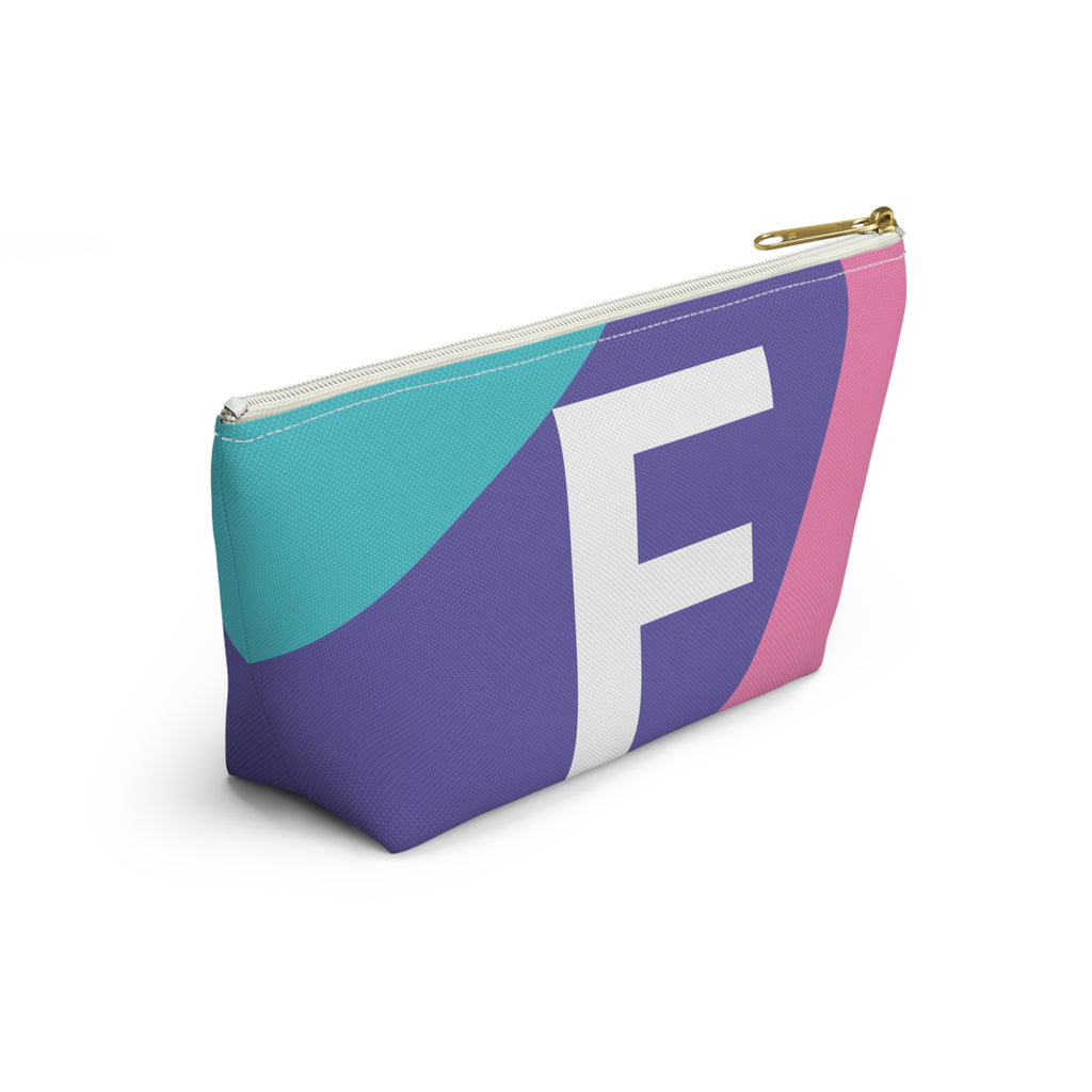 Initials Colorblock Accessory Pouch — Monogram F T-Bottom Cosmetic Bag