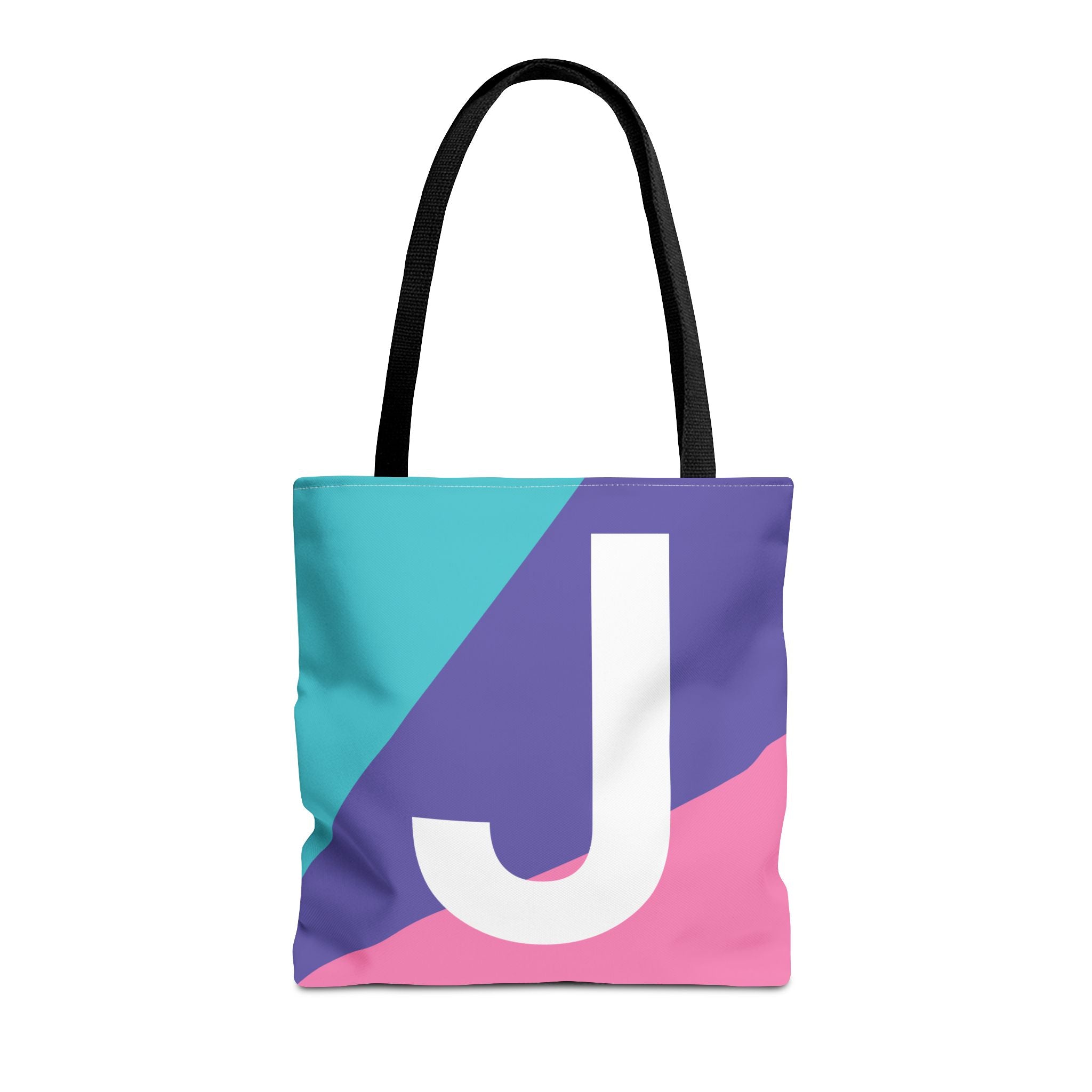 Monogram 'J' Colorblock Tote Bag — Personalized Initial J Shoulder Tote