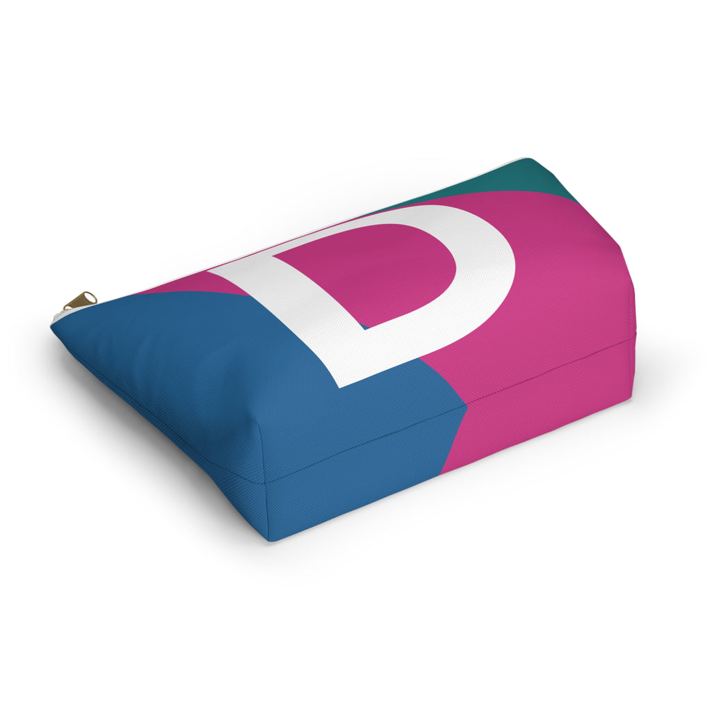 Initials Colorblock Accessory Pouch — Monogram D T-Bottom Cosmetic Bag