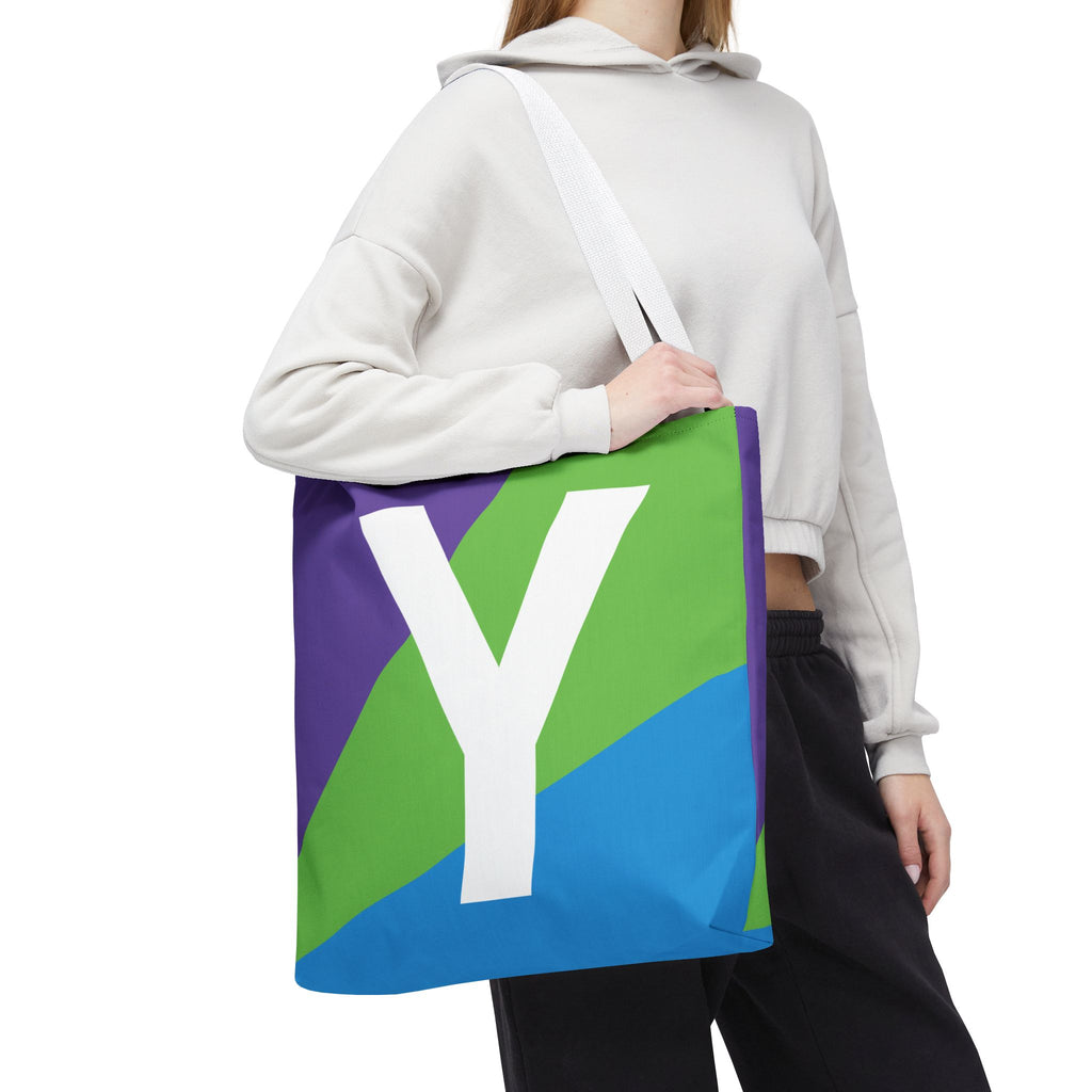 Monogram 'Y' Colorblock Tote Bag — Personalized Initial Y Shoulder Tote