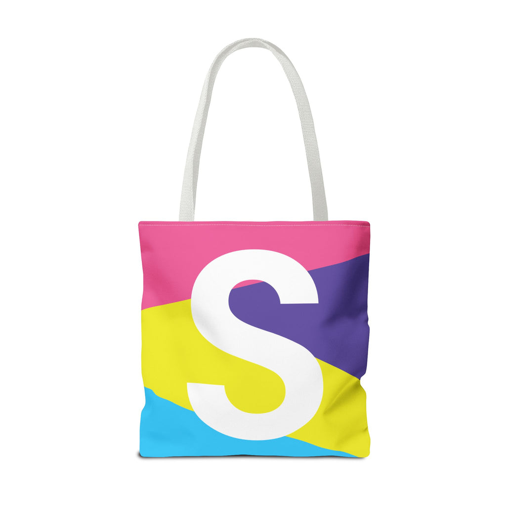 Monogram 'S' Colorblock Tote Bag — Personalized Initial S Shoulder Tote