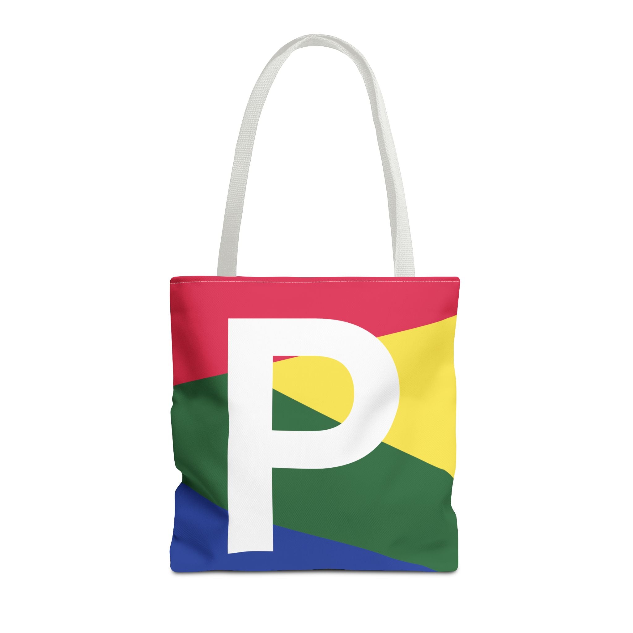 Monogram 'P' Colorblock Tote Bag — Personalized Initial P Shoulder Tote