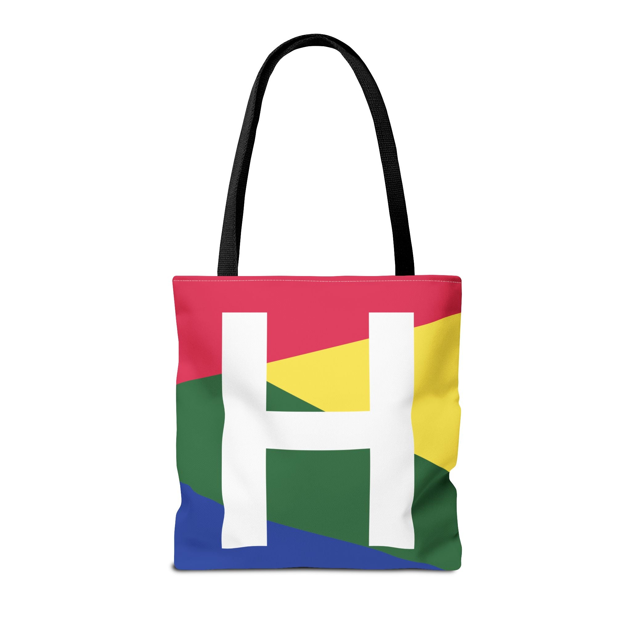 Monogram 'H' Colorblock Tote Bag — Personalized Initial H Shoulder Tote