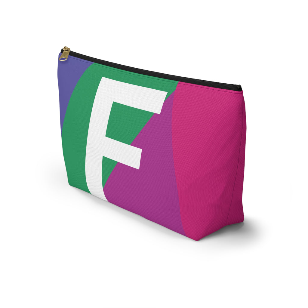 Initials Colorblock Accessory Pouch — Monogram F T-Bottom Cosmetic Bag